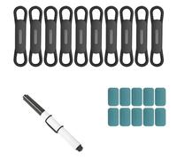 PEUTIER 10 Porte-Crayons Magnétiques, Organisateur Stylos Magnétiques Silicone Porte-Crayon Réglable Clip de Marqueur Accessoires Bureau pour Réfrigérateur, Bureau, Tableaux Blancs (Noir)