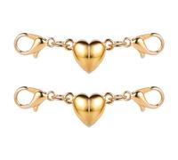 PEUTIER 2 Pièces Or 14 Carats Fermoir Collier, en Forme de Cour Verrouillage Magnétiques pour Bijoux Double Fermoir Mousqueton Fermetures Rallonge pour Fabrication de Bijoux