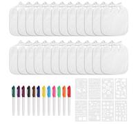 PEUTIER 24pcs Kit de Décoration de Bavoirs pour Bébé à Faire Soi-Même, Bavoirs Bebe DIY avec 12 Marqueurs Colorés Et 8 Pochoirs Bavoirs pour Bébé à Faire Soi-Même pour Fête Prénatale