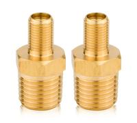 PEUTIER 2pcs Adaptateur de Gonfleur d'air en Laiton, 1/4" NPT (M) vers Valve Standard pour Schrader (M), Adaptateur Gonfleur Pneu pour Compresseur d'air Portable Automatique Tuyau d'air