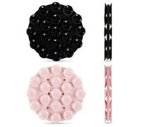 PEUTIER 2pcs Double Face Support Téléphone à Ventouse, 70x8,3mm Rond Téléphone à Ventouse en Silicone Polyvalent Porte Téléphone à Ventouse pour Téléphones Mobiles Alimentation Mobile (Noir + Rose)
