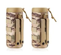 PEUTIER 2pcs Porte-Bouteille Molle, Sac Transport Bouteille Sport Molle Nylon 1000D avec Cordon Serrage en Maille, Porte-gobelet Molle Pratique pour Le Camping en Plein Air (Couleur Camo)