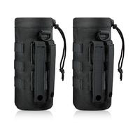 PEUTIER 2pcs Porte-Bouteille Molle, Sac Transport Bouteille Sport Molle Nylon 1000D avec Cordon Serrage en Maille, Porte-gobelet Molle Pratique pour Le Camping en Plein Air (Noir)
