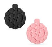 PEUTIER 2pcs Support de Téléphone à Ventouse, Poignée Téléphone Ronde Collante Support Téléphone Silicone Double Face Coeur Fidget Jouet Téléphone Accessoire pour Surface Plane (Noir, Rose)