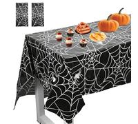 PEUTIER 2pcs Toile d'Araignée Nappe d'halloween, 274x137cm à Usage Unique Noire Nappe d'Araignée Rectangulaire Grande Couvertures de Table Effrayantes Toile de Fond pour Décoration Fête d'halloween
