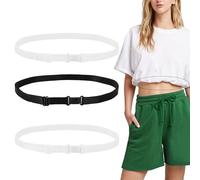 PEUTIER 3 Morceaux de Crop Tuck Bande, Bande Élastique Réglable Bande de Haut Court pour Femme Outil de Recadrage pour Chemise Transformez Votre Style (Noir + Blanc)