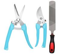PEUTIER 3pcs Coupe-Ongles pour Chèvres & Râpe à Sabots, Goat Hoof Trimmers Pinces à Sabots Tête Incurvée/Droite pour Sabots d'animaux de Chèvre Mouton Agneau Cochon (Bleu)