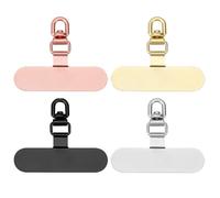PEUTIER 4pcs Patchs pour Cordon de Téléphone Portable, Ovale Languette d'Attache de Téléphone en Métal Rotative à 360 ° Patch Universel pour Cordon de Téléphone (Or Rose, Or, Noir, Argent)