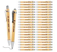 PEUTIER 50pcs Stylo à Bille, Stylos Bibliques Rétractables Stylos à Bille en Bambou Stylos Chrétiens Religieux Stylo Motivation pour Bureau École Fournitures d'Écriture Cadeau Religieux