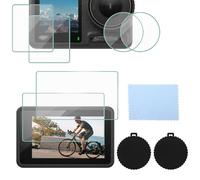 PEUTIER 6 Protecteurs d'Écran pour Dji Osmo Action 4, avec 2 Capuchons d'Objectif Verre Trempé Dureté 9H Haute Transparence Protection d'Écran Accessoires, Évite les Rayures et la Poussière