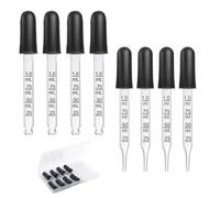 PEUTIER 8pcs Compte-Gouttes de 1ml, Pipette Verre avec Mesures Pipettes Compte-Gouttes avec Tête en Caoutchouc Pipette en Verre pour Médicaments Huiles Essentielles Oreille Laboratoire(2 Styles)