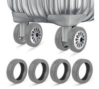 PEUTIER 8pcs Enjoliveurs Roue Bagage, Protection Roue Bagage en Silicone Anti-Usure Réduit Les Vibrations et Le Bruit Couvercle Roulette Valise pour la Plupart des Bagages à Main à 8 Spinners (Gris)