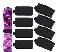 PEUTIER 8pcs Sangles de Ski Réglables, 48x5,5cm Sangles d'Enveloppe de Ski, Crochet et Boucle Sangles d'attache de Ski Ruban de Fixation pour Skateboard pour Famille Vacances d'hiver Noël (Noir)