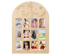 PEUTIER Cadre Photo de ma Première Année, Présentoir Photo de ma Première Année Tableau en Bois Cadre Photo pour Bébé de 12 Mois pour 1er Anniversaire Crèche Décoration Bébé Souvenir (43 x 30,5cm)