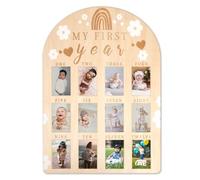 PEUTIER Cadre photo pour Bébé, Affichage de Photos de ma Première Année Cadre Photo Personnalisé pour Garçon Fille Anniversaire de Bébé Décorations de Chambre d'Enfant