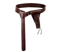 PEUTIER Medieval Ceinture de Grenouille à Épée Set, Ceinture d'Épée Médiévale en Cuir Épée Grenouille Réglable avec Ceinture pour Chevalier Guerrier Pirate Cosplay (Marron)