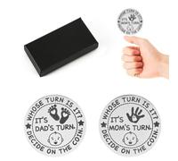 PEUTIER Pièce de Décision pour Nouveaux Parents, Double Face Amusante Pièce de Prise de Décision avec Boîte Cadeau pour Maman Papa Enceintes Première Fois pour Être Maman Papa Anniversaire Cadeau