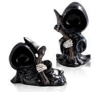 PEUTIER Statue de Faucheuse, Figurines Maléfiques en Résine d'halloween Statue de Santa Muerte Tenant Une Faux Statue de Robe Noire Décoration d'halloween de Faucheuse Sculpture pour Halloween