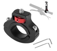 PEUTIER Support de Caméra de Moto, Aluminium Rotatif à 360 Degrés Anti-Retour Support de Pince de Vélo Support de Guidon de Moto pour GoPro Insta360 DJI Osmo et Lumière de Remplissage (22-32mm)