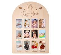PEUTIER Tableau en Bois pour Présentoir de Photos de ma Première Année, Cadre Photo pour Nouveau-Né de 12 Mois Cadre Photo Bébé pour Décorations de Chambre d'Enfant d'Anniversaire de Bébé