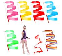 Peutpy 6pcs Rubans de Danse, Danse Tige De Streamer Baton Tournoyant Art Rubans pour Enfants,pour la Gymnastique, Le Ballet, l'entraînement de Talents et la Danse Artistique,2 Mètres de Long