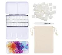 PEVART Lot de 53 pièces : 1 boîte à Aquarelle Vide, boîte à Aquarelle, boîte en métal Vide, Palette de Peinture, 50 bacs vides aquarelles, 1 Pinceau à Eau, 1 Sac