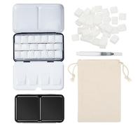 PEVART Lot de 53 pièces : 1 boîte à Aquarelle Vide en métal, boîte à Aquarelle Vide, palettes de Peinture, 50 poêles vides pour Aquarelle, 1 Pinceau pour réservoir d'eau, 1 Sac