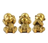 Pevfeciy 3 Singes De La Sagesse Singe Statue Decoration Interieur Symbole De Sagesse Et Bonheur, Sculpture en Laiton, 11cm