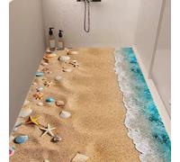 Pevfeciy Tapis de Bain Antiderapant 70X100 cm Magnifique Tapis de Douche Antidérapant à Motifs d'étoiles de mer et de Coquillages Luffa vec Trous de Drainage pour Salle de Bain Baignoire