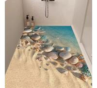 Pevfeciy Tapis de Douche Antidérapant 50X50 cm Tapis de Bain à Motifs d'étoiles de mer et de Coquillages Luffa vec Trous de Drainage pour Salle de Bain Baignoire