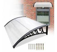 Peviasot Auvent pour porte d'entrée 100x150cm, Auvent en polycarbonate 6 mm, Auvent transparent en forme d'arc, extrêmement résistant aux intempéries, protège de la pluie, de la neige et des rayons UV