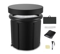 Peviasot Bain de Glace pour athlètes, 80*78cm Tonneau pour Bain de Glace avec 5 couches d'isolation, Ice Bath bac à glace avec couvercle, pour la maison, Baignoire plongeante froide gonflable adulte