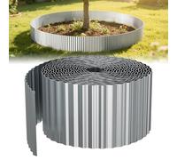 Peviasot Bordure de pelouse 10 m, 15 cm de haut, en métal, 0,3 mm en acier avec bords repliés, profil ondulé, argenté galvanisé, bordure de parterre pour jardin