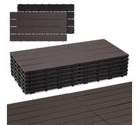 Peviasot Dalles WPC, 30x60cm Dalles de terrasse clipsables, Dalles de balcon aspect bois, Plaques résistantes aux intempéries avec fonction de drainage, Terrasse, balcon, jardin, Café (12 pièces=2㎡)