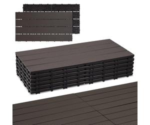 Peviasot Dalles WPC, 30x60cm Dalles de terrasse clipsables, dalles de balcon aspect bois, plaques résistantes aux intempéries avec fonction de drainage, pour terrasse, balcon, jardin, Café (60 pièces