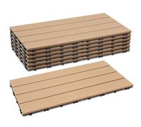 Peviasot Dalles WPC, 30x60cm Dalles de terrasse clipsables, dalles de balcon en aspect bois, plaques résistantes aux intempéries avec fonction de drainage, pour terrasse, balcon, jardin, en teck (12