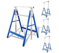 Peviasot Lot de 4 échafaudages télescopiques, tréteau de travail réglable en hauteur de 80 à 130 cm, pliable, réglable en 7 positions, support métallique, capacité de charge maximale de 200 kg, Bleu