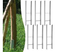 Peviasot Lot de 4 piquets d'ancrage en H - 141 mm - Pour poteaux de clôture et poteaux en bois - Robuste - Pour clôture de jardin, abri de voiture, pavillon et projets de construction en bois - 141 x