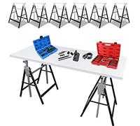 Peviasot Lot de 6 échafaudages télescopiques, tréteaux de travail réglables en hauteur de 80 à 130 cm, pliables, réglables en hauteur sur 7 positions, support métallique, capacité de charge maximale