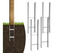 Peviasot Lot de 6 piquets d'ancrage en H - 141 mm - Pour poteaux de clôture et poteaux en bois - Robuste - Pour clôture de jardin, abri de voiture, pavillon et projets de construction en bois - 141 x