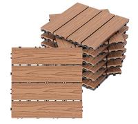 Peviasot Lot de 66 dalles de terrasse WPC - 30 x 30 cm - Aspect bois - Pour 6 m² - Avec drainage - Imperméables et antidérapants - Marron