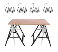 Peviasot Lot de 8 échafaudages télescopiques, tréteaux de travail réglables en hauteur de 80 à 130 cm, réglables en 7 positions, support métallique, capacité de charge maximale de 200 kg, Noir