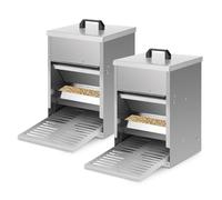 Peviasot Mangeoire automatique avec pédale automatique et couverture étanche, 2 distributeurs automatiques de nourriture pour poules, 5 kg, avec protection contre les souris, galvanisé