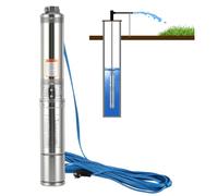 Peviasot Pompe de puits profond, 370 W, en acier inoxydable, avec câble de raccordement de 20 m, condensateur intégré, hauteur de livraison max. 34 m, pompe à eau pour installation d'eau domestique et