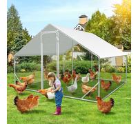 Peviasot Poulailler enclos 3 x 3 x 2 m avec serrure de sécurité et chiffon de peinture en polyéthylène imperméable, nettoyage rapide, enclos pour poules, cage à oiseaux, petits animaux et plantes