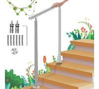 Peviasot Rampe d'escalier en acier inoxydable pour escaliers, parapet d'escalier, balcon, balustrade intérieure et extérieure, main courante d'escalier réglable (80 cm, 0 traverses)