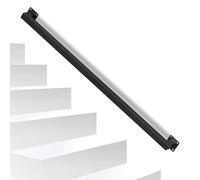 Peviasot Rampe d'escalier noire - Main courante murale - Design tubulaire carré - Rampe d'escalier intérieure et extérieure pour escaliers, parapet, balcon - Longueur : 100 cm