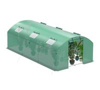 Peviasot Serre 300 x 600 x 200 cm - Serre à légumes avec 6 fenêtres et 2 portes zippées - Housse PE UV50+ 140 g/m² - Ancrage de terre et cordes à vent pour une fixation stable dans le jardin