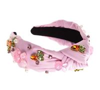 PEVive Élégant bandeau large pour femme avec perles de cristal percées - Serre-tête de voyage antidérapant - Bandeau noué pour fille