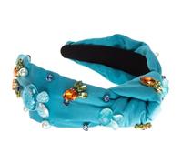 PEVive Élégant bandeau large pour femme avec perles de cristal percées - Serre-tête de voyage antidérapant - Bandeau noué pour fille